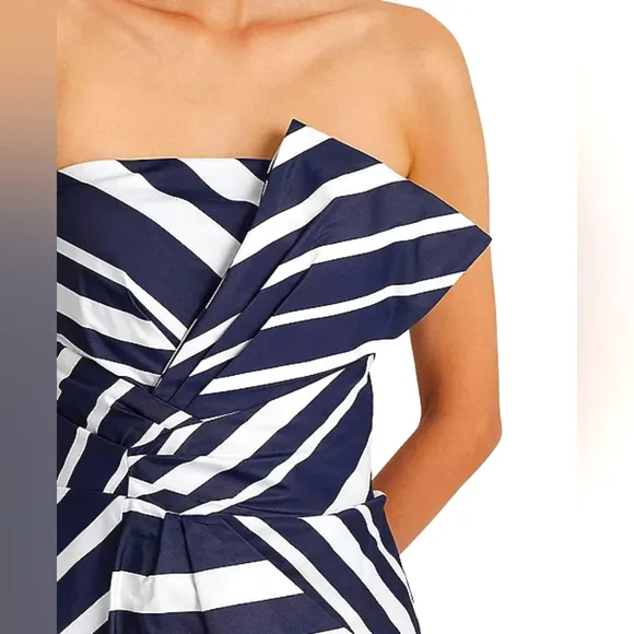 LAUREN RALPH LAUREN- Women's Striped Taffeta Strapless Cocktail Dress - Picture 4 of 4
